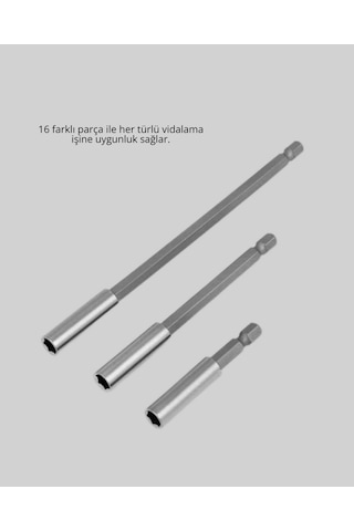 Flzdgnkr Ergonomik 16 Parça Bits Tornavida Uç Ve Adaptör Seti