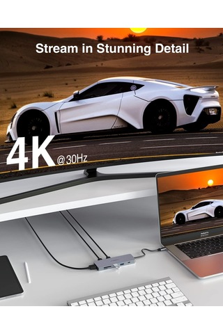 Usb C Hub, 4k Hdmı Bağlantı Noktalı 9'unda 1 Arada Yerleştirme İstasyonu Tipi C Hub, 3 Usb 3.0 Bağlantı Noktası