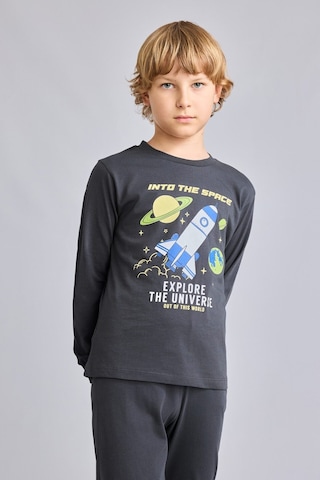 Defacto Regular Fit Karanlıkta Parlayan Baskılı 2li Pijama Takımı Erkek Çocuk I1826a826auar221 Antrasit-ar221