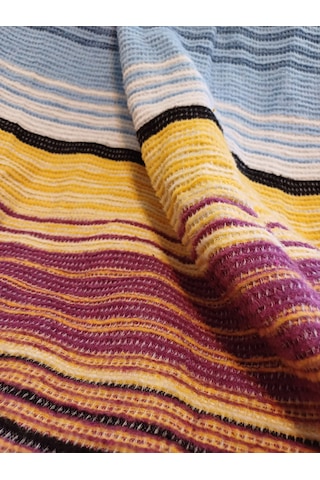 Çift Kişilik Pamuklu Battaniye 180 220 Cm Mavi-sarı Mavi - Sarı