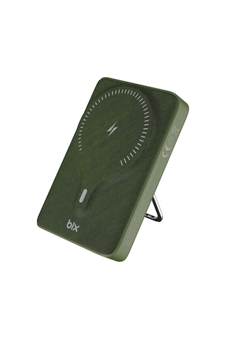 Bix Pb105 10000mah Pd20w Type-c Usb 15w Kablosuz Powerbank Yeşil