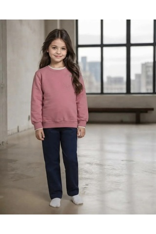 Alfa Pembe Kız Çocuk Uzun Kollu Nakışlı Sweatshirt