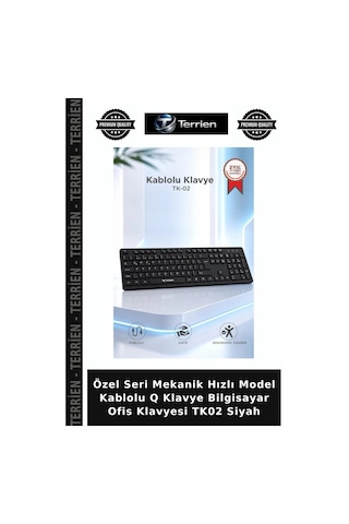 Özel Seri Mekanik Hızlı Model Kablolu Q Klavye Bilgisayar Ofis Klavyesi Tk02 Siyah