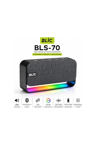 Blic Bls-70 12w Bluetooth Hoparlör Rgb Işıklı Güçlü Bass Tws Stereo Kumaş Dokulu Kablosuz Speaker-14781