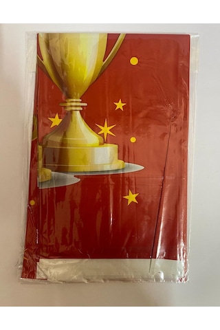 Delux Serisi Taraftar Sarı Kırmızı Plastik Masa Örtüsü 120 180 Cm Etkinlik Buluşma Futbol Çok Renkli