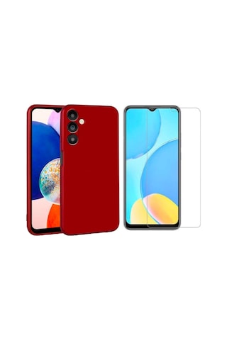 Samsung Galaxy M14 5g İle Uyumlu Kılıf Soft Yumuşak Telefon Kılıfı Ve Temperli Cam Ekran Koruyucu