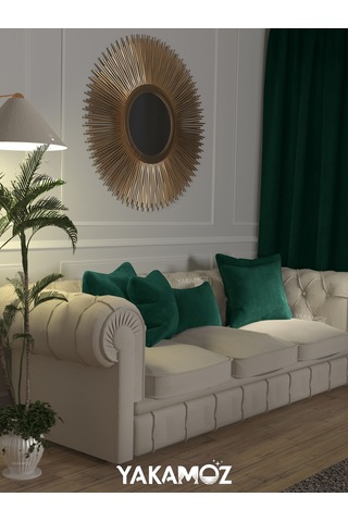 Br Yakamoz Zümrüt Yeşili Kırlent , Yastık Kılıfı Kadife Görünümlü Velvet Touch Serisi Zümrüt Yeşil