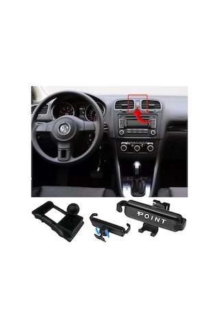 Vw Golf 6 Araca Özel Cep Telefon Tutacağı Robotik Oynar Başlıklı 2009 - 2012 Arası Profesyonel Ürün Siyah