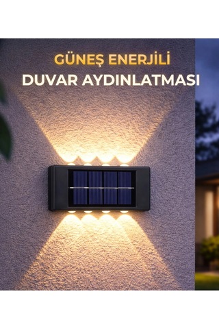 4 Adet Gunes Enerjili 10 Led Duvar Aplik Bahce Balkon Dis Mekan Solar Aydinlatma Seti Diğer