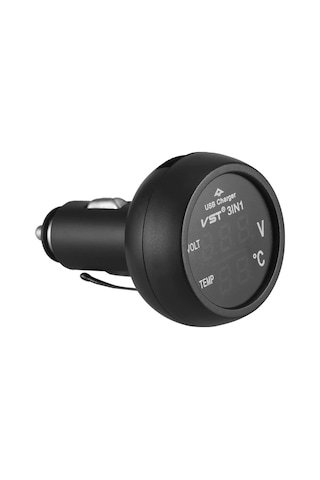 Oto Çakmaklık Usb Şarj Soketi Voltmetre Termometre 12/24V Mavi (514252652)