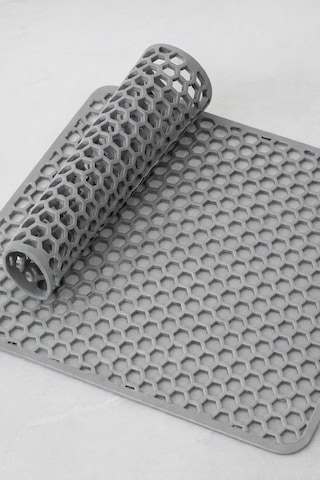 Lexroo Bulaşık Kurutma Matı Kaymaz Katlanabilir 32x32 Cm Gri
