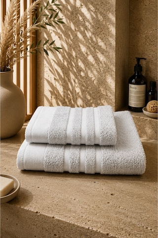 Sahra Model 2'li Banyo Havlu Seti Gri