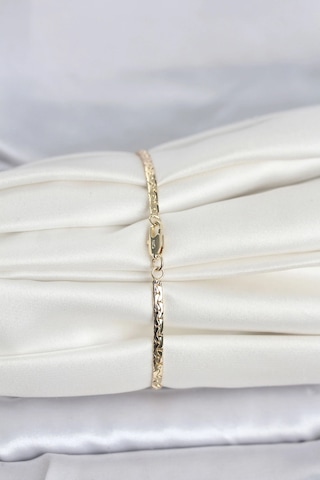 Ceylan Adam Cm 14k Gold Renk Yassı Ezme Zincir Model Kadın Bileklik Çok Renkli