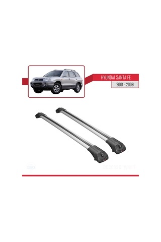 Hyundai Santa Fe Sm 2001-2006 Arası İle Uyumlu Ace-1 Ara Atkı Tavan Barı Gri
