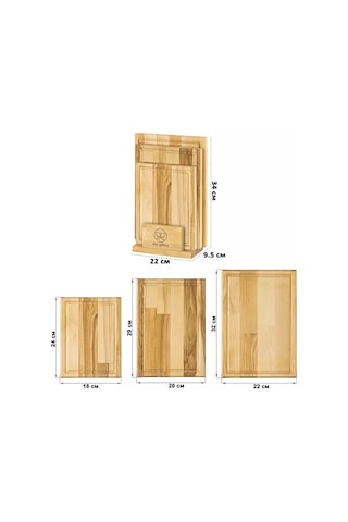 Elan Gallery Kesme Tahtası 3 Adet, Standlı 234251396 Kahverengi