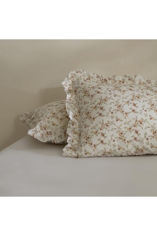 Home Mizu Fırfırlı 2&apos Li Yastık Kılıfı Offwhite Açik Mavi