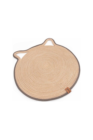 Gobypet Jüt Kulaklı Yuvarlak Kedi Köpek Mama Yatak Önü Paspası Hasır Kedi Matı 40 x 40 CM