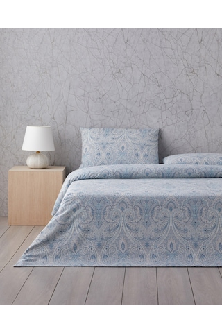 English Home Boho Chic Pamuk Çift Kişilik Çarşaflı Nevresim Takımı 200x220 Cm Mavi Mavi