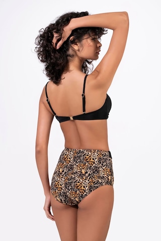 Endeep Kadın Leopar Desenli Aksesuarlı Yüksek Bel Bikini Takımı Kahverengi