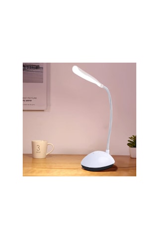 Portatif Taşınabilir Pilli Masa Lambası Beyaz Led Işıklı Mini Masa Lambası Kahve