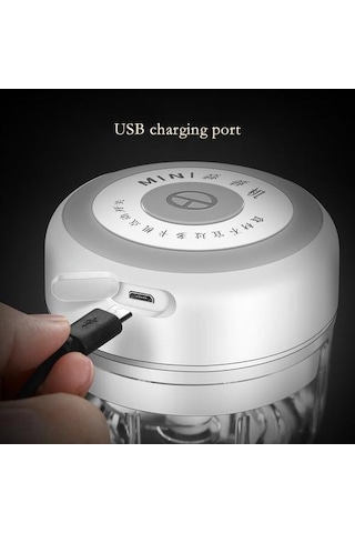 Elektrikli Gıda Crusher Mini Sarımsak Basın Sarımsak Sebze Kıyıcı Mutfak Ezilmiş Sarımsak Zencefil Ezilmiş Biber Beyaz, 250ml Ahşap - Pudra