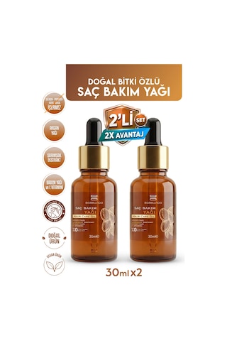 Doğal Bitki Özlü Saç Bakım Yağı 30 Ml 2'li Set