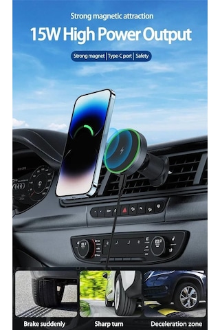 Magnetic 15w Kablosuz Araç İçi Cep Telefonu Şarj 2in1 Telefon Tutucu Ve Şarj Araç Universal Model Uyumlu Havalandırma Ve Izgarasına Montaj Mıknatıs Tasarım D12 D12 2 Mixed