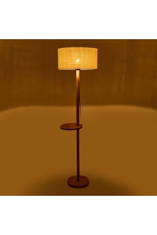 Evidea Lighting Oval Sehpalı Ahşap Lambader - Natürel / Krem - 150x40x40 Cm Natürel / Krem