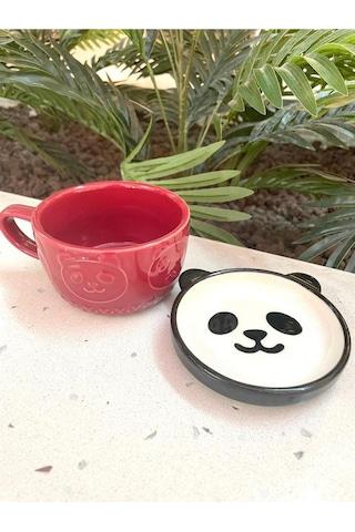 Seramik Kawaii Karikatür Sevimli Panda Fincan Kahve Süt Kapaklı Kupa Hediye