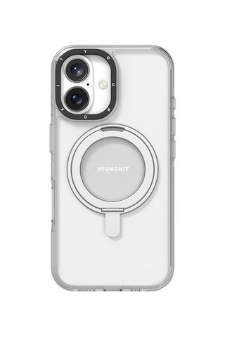 Apple iPhone 16 Uyumlu Kılıf Magsafe Şarj Özellikli Parmak Ring Standlı Youngkit Pivot Serisi Kapak Şeffaf