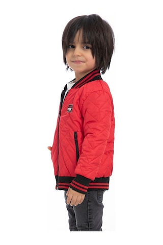 Erkek Çocuk Kırmızı Kolej Yaka Içi Astarlı Su Ve Rüzgar Geçirmez Fermuarlı Cep Mont Ceket Kırmızı