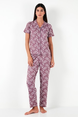 Lela Regular Fit Gömlek Yaka Kısa Kollu Bayan Pijama Takımı 65780124 Gül Kurusu