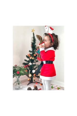 Chiristmas Yılbaşı Noel Çocuk Kostüm Elbise,noel Kız Çocuk Elbise Kırmızı