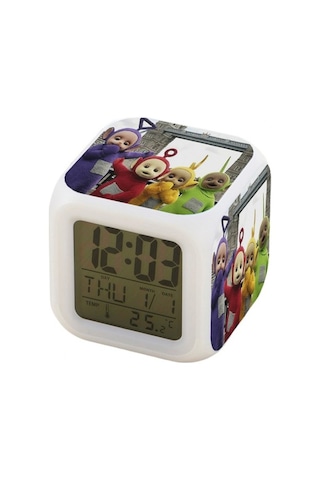 Besthome1 7 Renkli Led Kare Saat - Beyaz, Dijital Alarmlı, Renk Değişimi, 12/24 Saat Formatı, Sıcaklık Ve Takvim