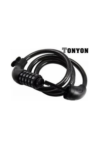 Tonyon Ty-566 10x1500 MM 5 Şifreli Bisiklet Halat Kilit Siyah