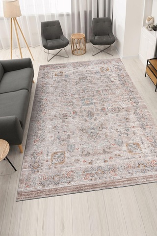 Retrova Halı Koleksiyonu Vintage Eskitme Desenli, 6 Mm İnce Form, Tozumaz Ve Kolay Temizlik Çok Renkli