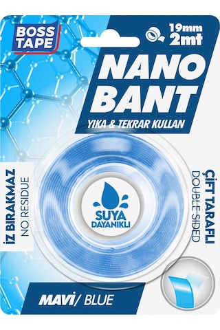 2 Metre Çok Güçlü Çift Taraflı Nano Bant Mavi