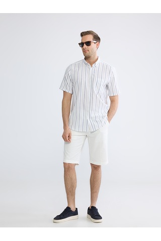 Lcwaıkıkı Classic Bej Regular Fit Çizgili Erkek Gömlek