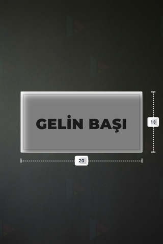 Gelın Başı Yazılı - Metal - Beyaz Renk - Kapı İsimliği - 20x10 Cm