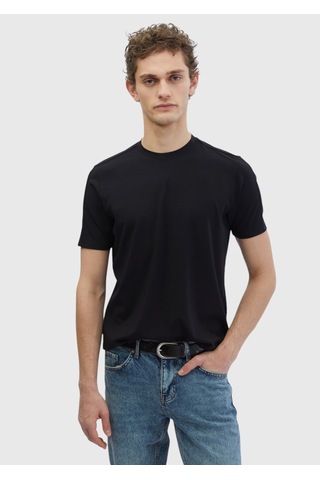 Ramsey Siyah Düz Bisiklet Yaka T-shirt Siyah