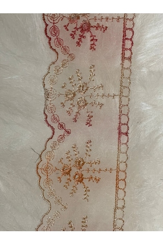 Nakışlı Tül Tasarım Dekoratif Etnik Desen Şerit 1 Metre En 6cm