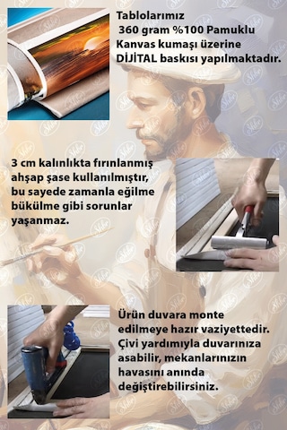 Tekli Kare Kanvas Duvar Tablosu Salon Yatak Odası Yemek Odası Ofis Hamsa Sembolü Fatıma'nın Eli