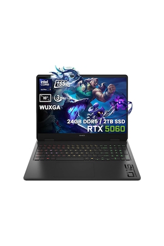 Hp Omen Slim 16-AN0036NT CK9L3EA Ultra 7-255H 8 GB 24 GB 2 TB SSD RTX5060 16" Wuxga Dizüstü Bilgisayar