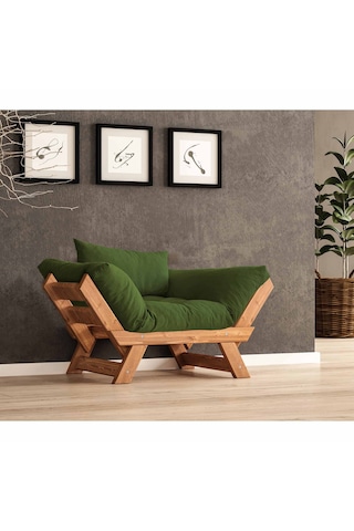 Woodesk Adalar Masif Tik-yeşil Renk Berjer Cpt8160-140 Yeşil