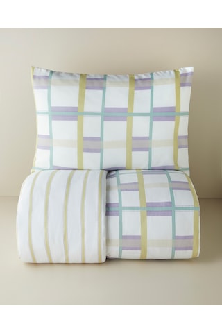 English Home Pop Grid Kolay Ütülenir Tek Kişilik Nevresim Seti 160x220 Cm Lila-yeşil