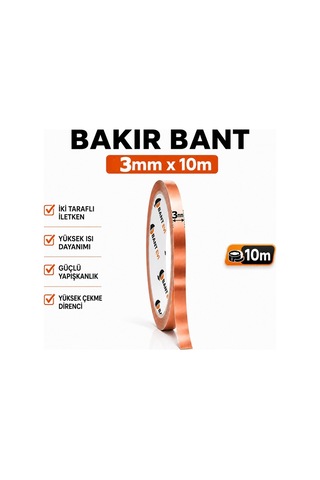 Bakır Bant 3mm X 10metre İletken Bakır Bant