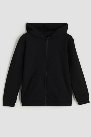 Kız Çocuk Basic Fermuarlı Kapüşonlu Okul Sweatshırt G2025-3-2 Siyah