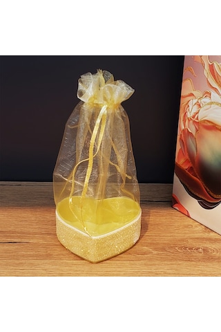 Büro Ev Ofis Banyo Düzeni İçin Kalpli Sarı Tül Kese