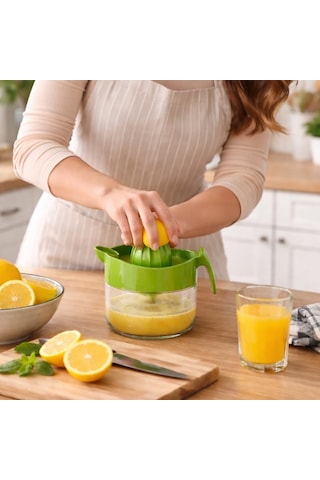 Limon Sıkacağı, Cam Hazneli Limon Sıkma Aleti, Limon Sıkıcı 300 Ml Yeşil Çok Renkli