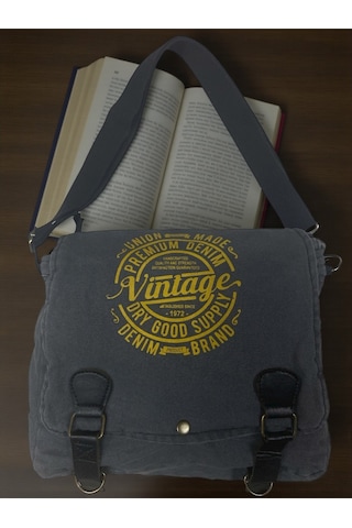Vintage Salaş Kaliteli Unisex Günlük Gezi Kamp Okul Postacı Omuz Çantası San Diego 32 Cm X 25 Cm GRİ